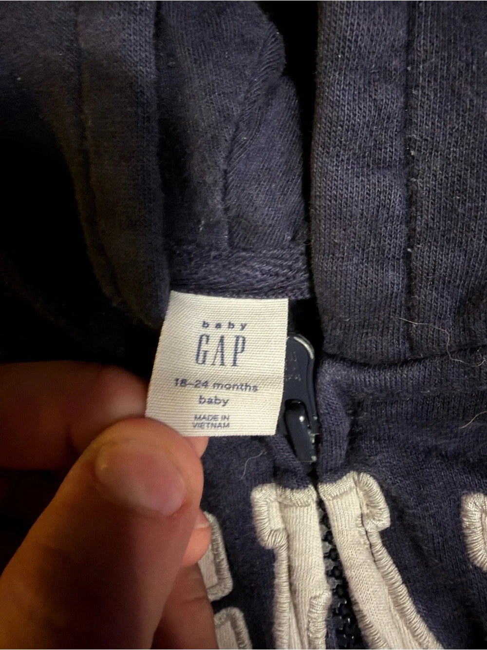GAP Kids Navy Blue Hooded Zip Sweatshirt with White Logo